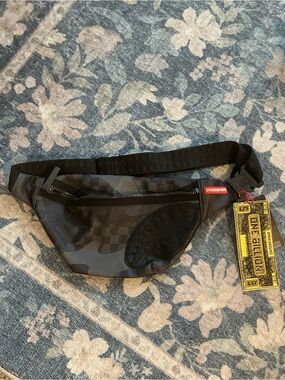 Sprayground Black Checker Shark Bite Waist Bag
